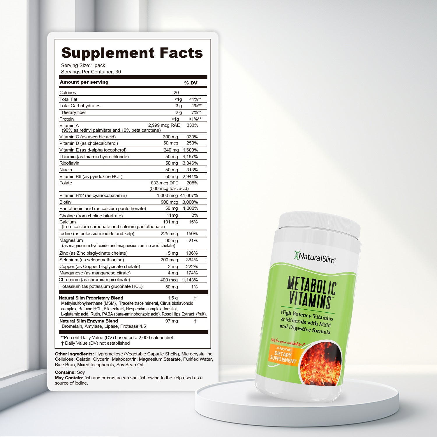 METABOLIC VITAMINS™ High Potency Vitamins for Metabolism, B-Complex with Niacin (B3) + Minerals